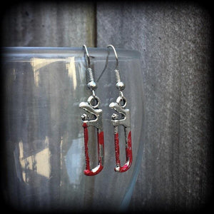 Bone saw earrings-Halloween earrings