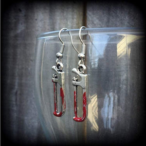 Bone saw earrings-Halloween earrings