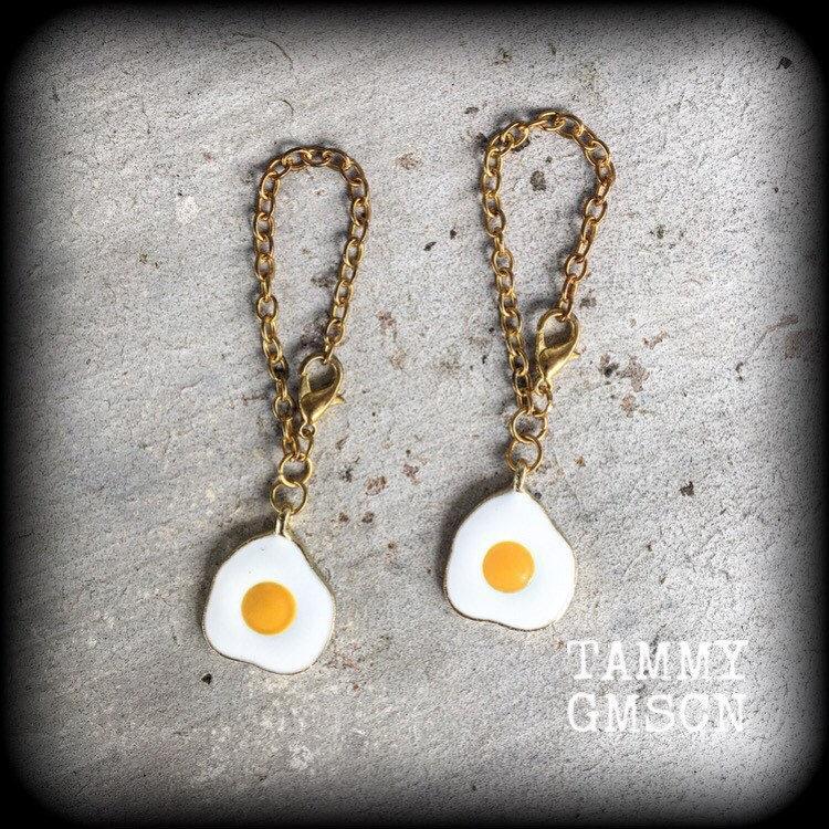 Egg earrings-Eggs tunnel dangles