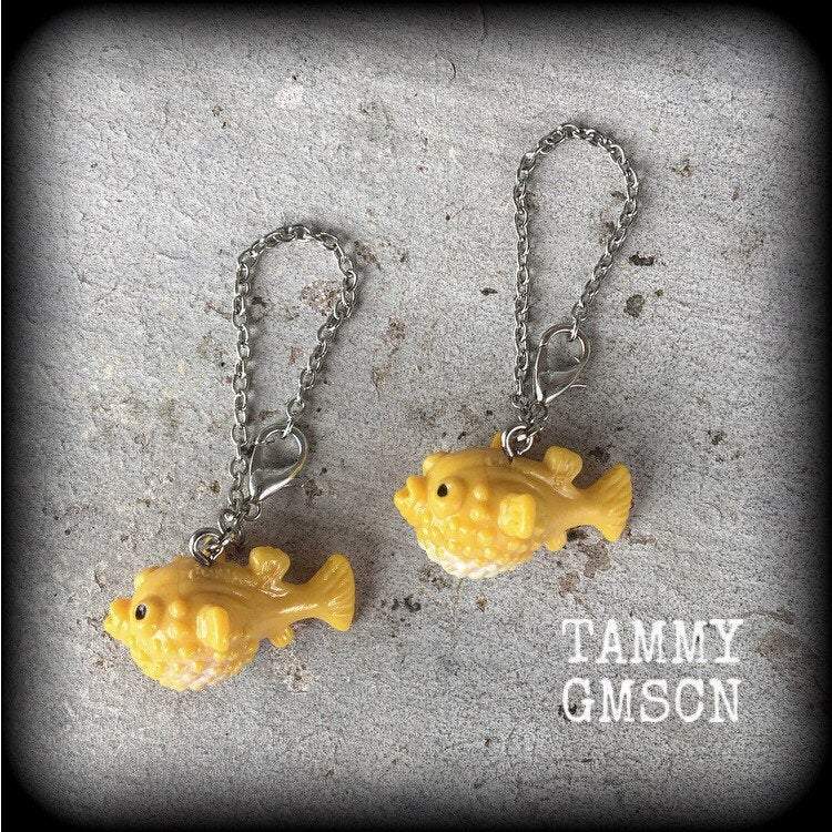 Fugu earrings-Puffer fish earrings