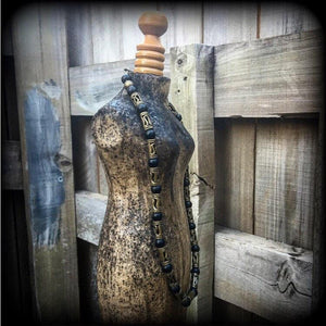 Ogoun necklace-Antique bronze and stone gothic necklace
