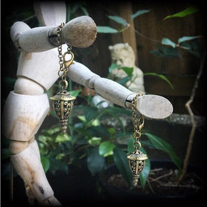 Bronze lantern earrings-Tunnel dangles