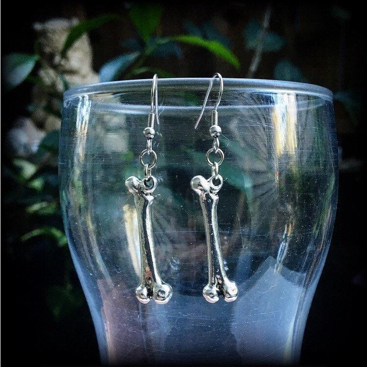 Leg bone earrings-Halloween earrings