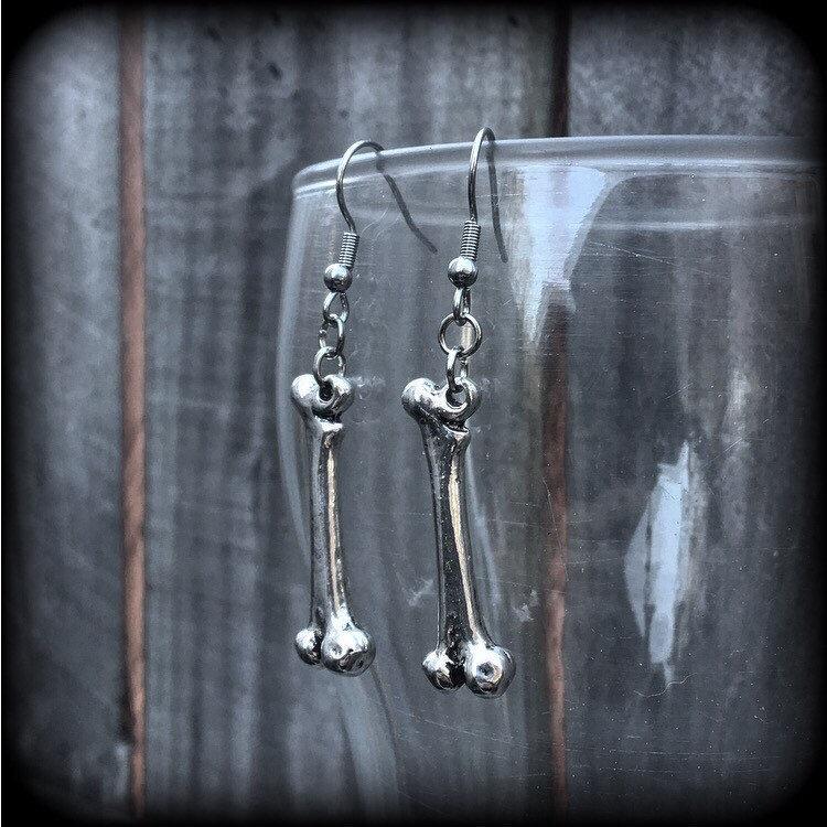 Leg bone earrings-Halloween earrings