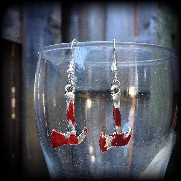 Pick axe earrings-Halloween earrings