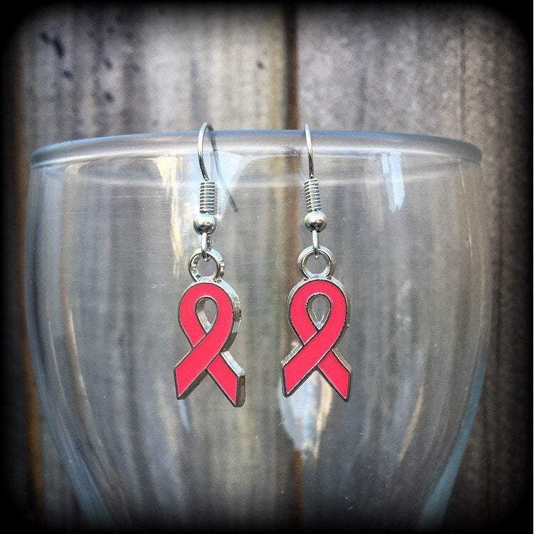 Pink ribbon earrings-Cancer earrings