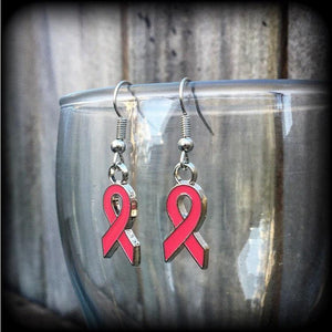 Pink ribbon earrings-Cancer earrings