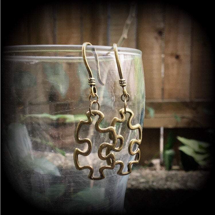 Jigsaw earrings-Tunnel friendly earrings