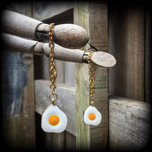 Egg earrings-Eggs tunnel dangles