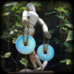 Opalite tunnel earrings-Gemstone ear weights