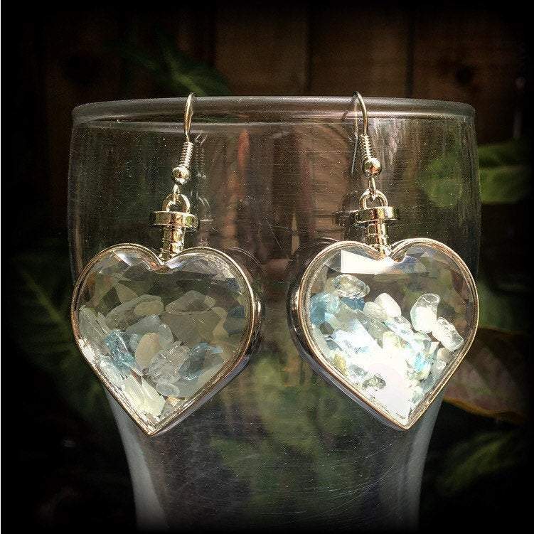 Heart earrings-Aquamarine earrings