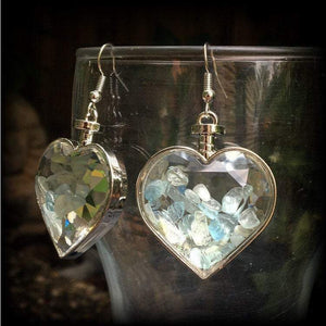 Heart earrings-Aquamarine earrings