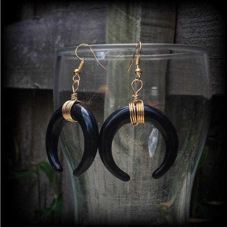 Artemis earrings-Black moon earrings