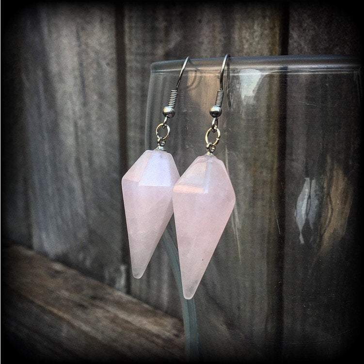 Rose Quartz earrings-Gemstone earrings