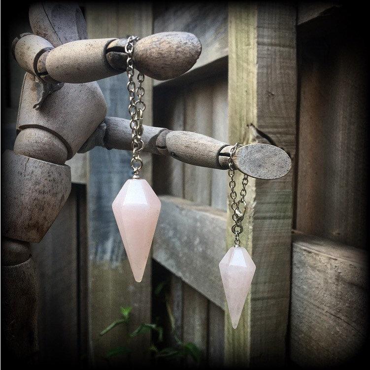 Rose Quartz earrings-Gemstone ear hangers