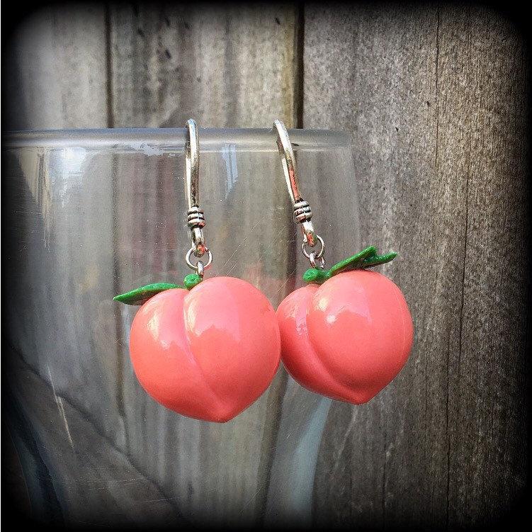 Peach earrings-Fruit earrings