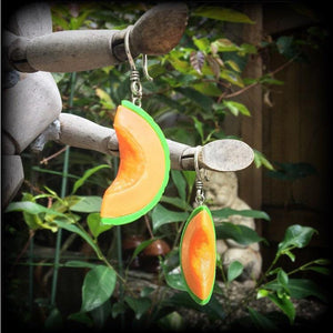 Rockmelon earrings-Retro fruit earrings