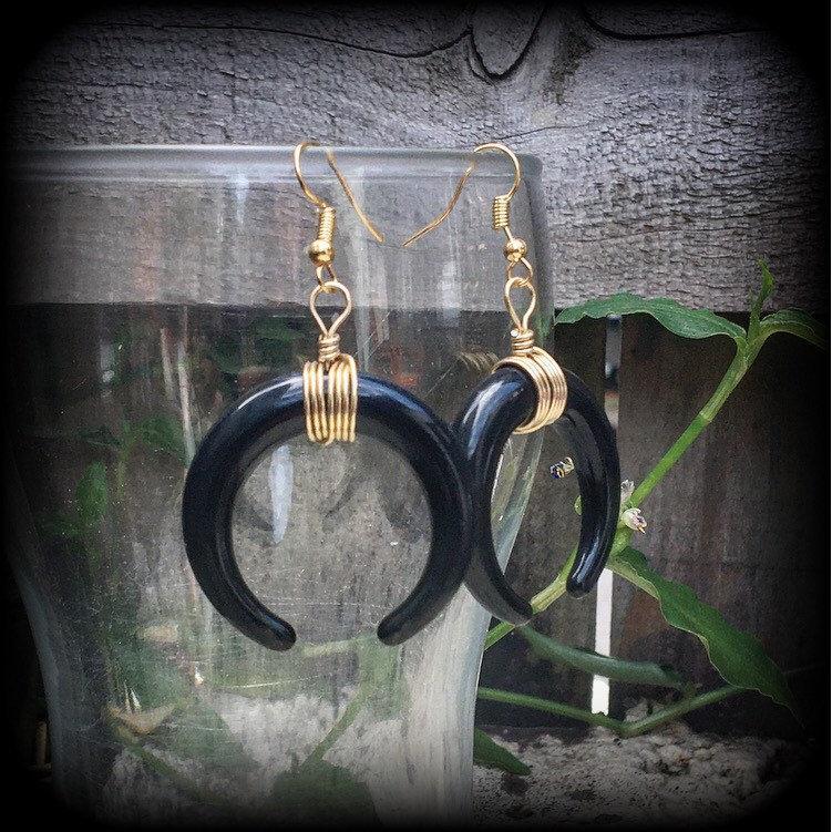 Artemis earrings-Black moon earrings