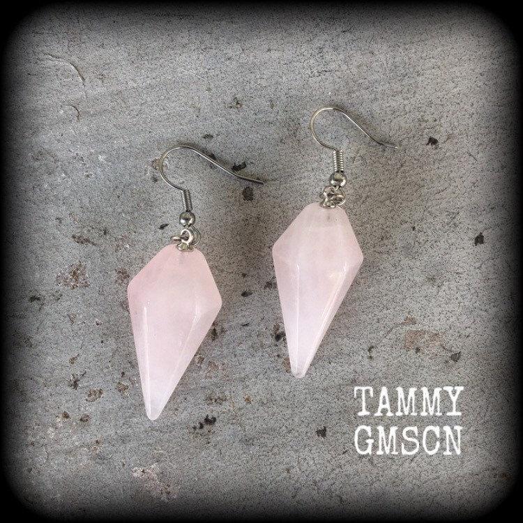 Rose Quartz earrings-Gemstone earrings