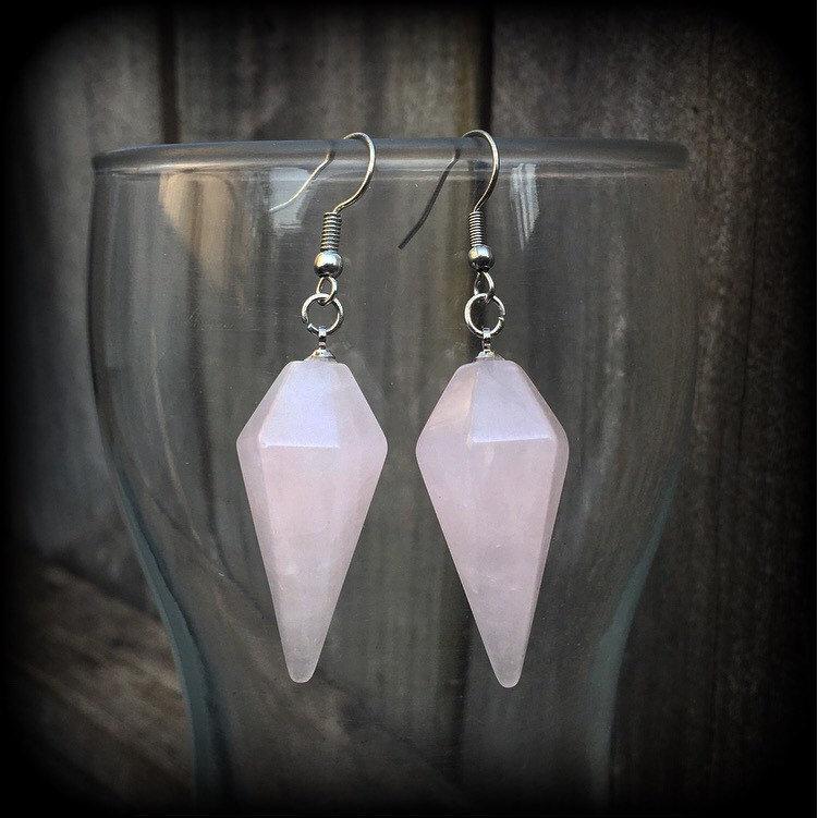 Rose Quartz earrings-Gemstone earrings