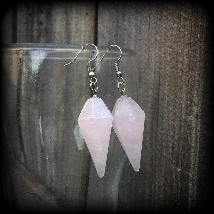 Rose Quartz earrings-Gemstone earrings