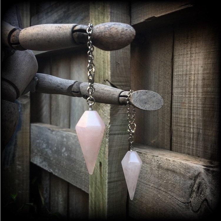 Rose Quartz earrings-Gemstone ear hangers