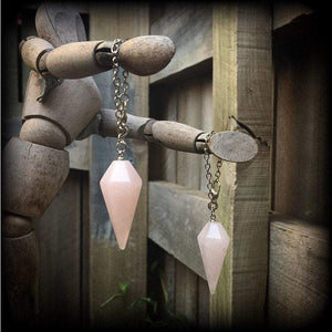 Rose Quartz earrings-Gemstone ear hangers