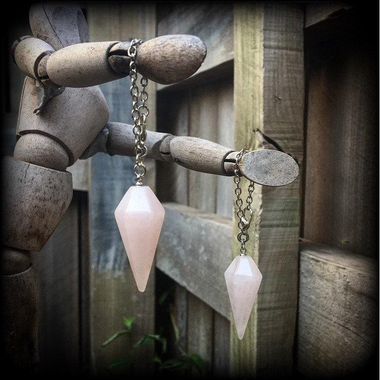 Rose Quartz earrings-Gemstone ear hangers