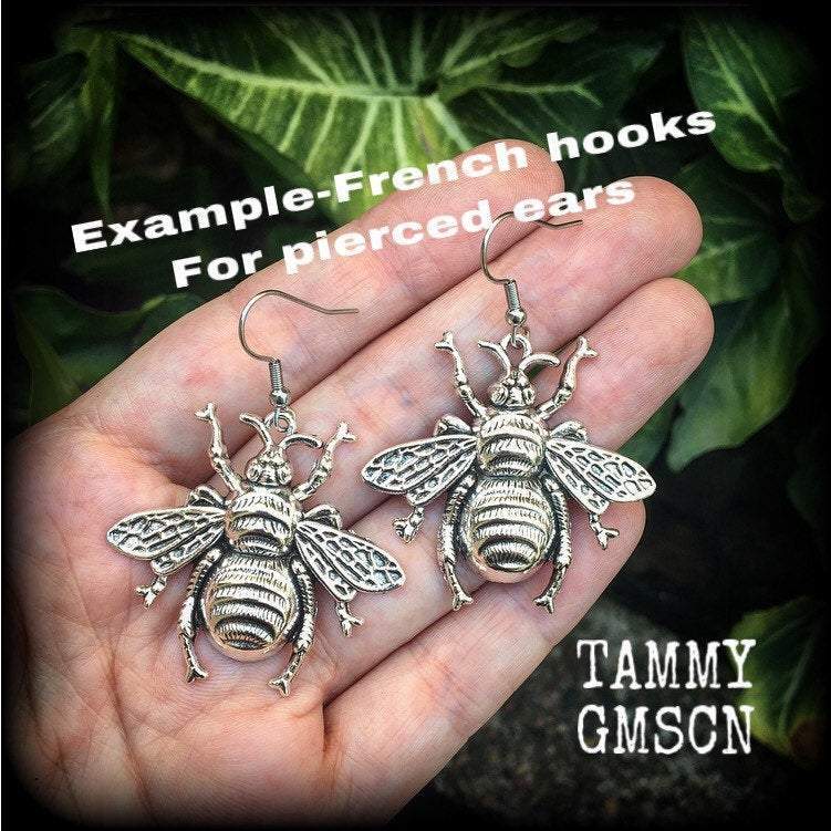 Bee earrings french hooks