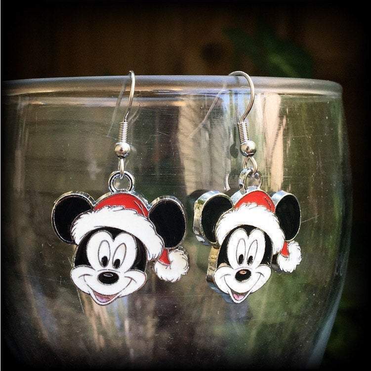 Mickey mouse earrings-Christmas earrings