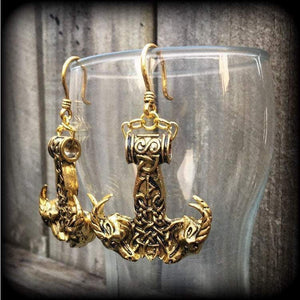 Thors Hammer earrings-Ear weights