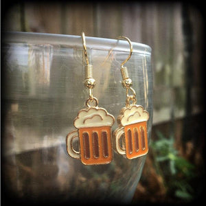 Beer mug earrings-Beer stein earrings