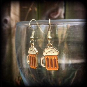 Beer mug earrings-Beer stein earrings