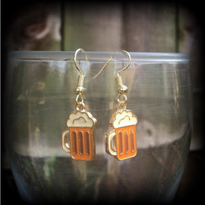 Beer mug earrings-Beer stein earrings