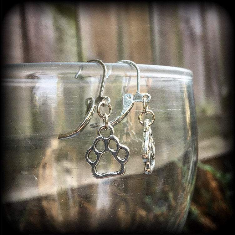 Paw earrings-Dog paw earrings