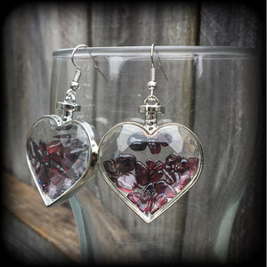 Garnet heart earrings-Gemstone earrings