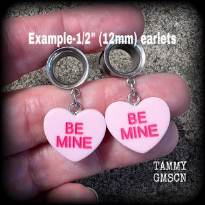 Candy hearts tunnel earrings-Tunnel dangles