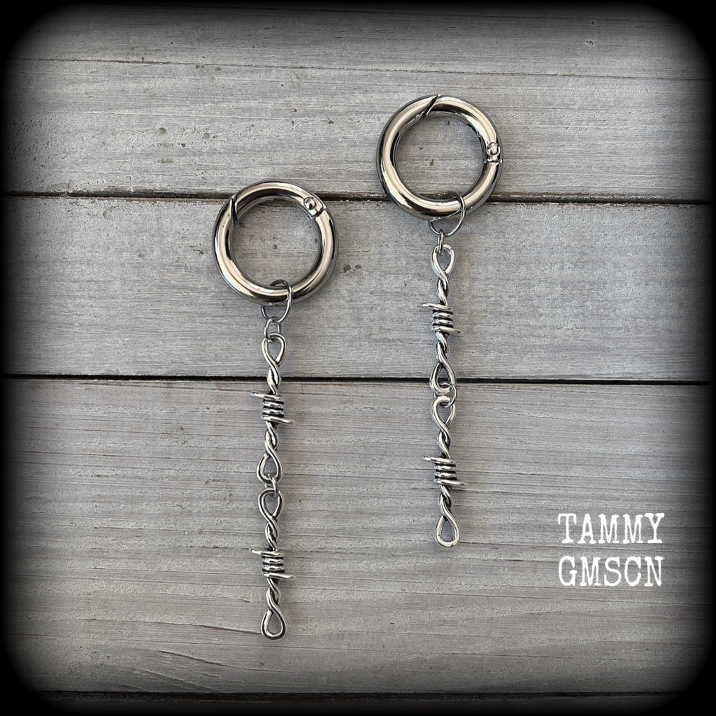Barbed wire gauged hoop earrings