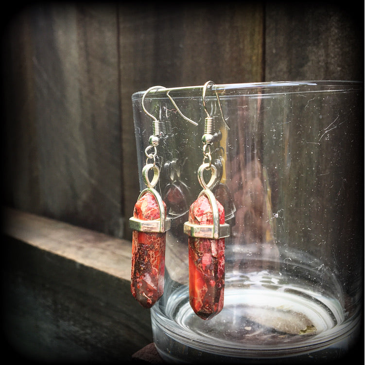 Red ocean jasper earrings