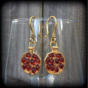 Persephone earrings-Pomegranate ear hangers