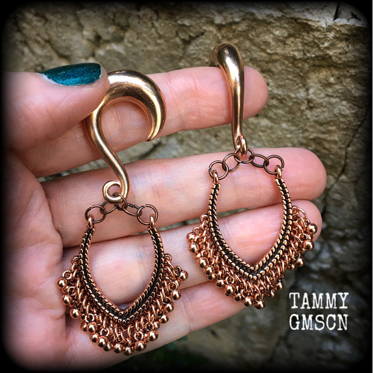 Aphrodite gauged earrings-Boho gypsy ear hangers