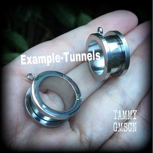 Razor blade tunnel earrings