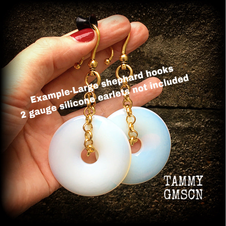 Opalite and antique gold earrings-Ear hangers