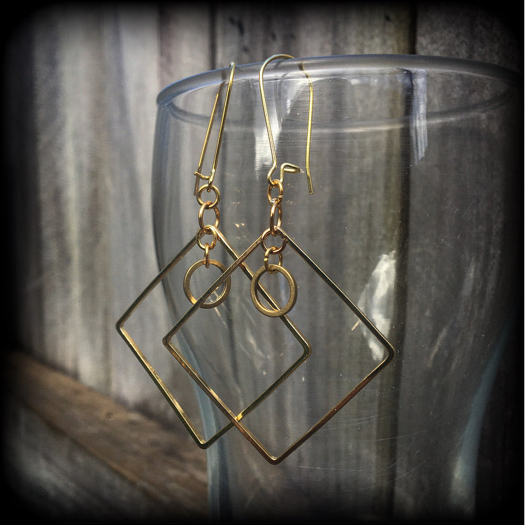 Geometric earrings-Square and circle earrings