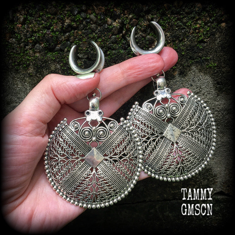 Artemis shield statement gauged earrings