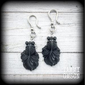 Black moor earrings-Black obsidian earrings