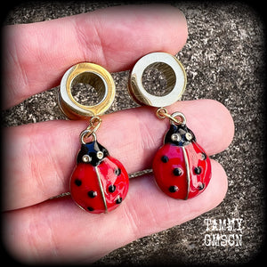 Ladybug tunnel earrings