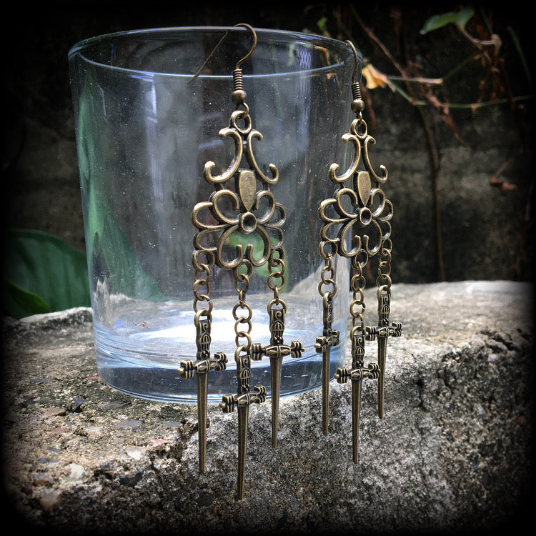 Three of swords earrings