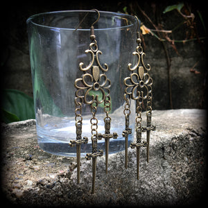 Three of swords earrings