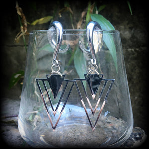 Geometric triangle gauged earrings